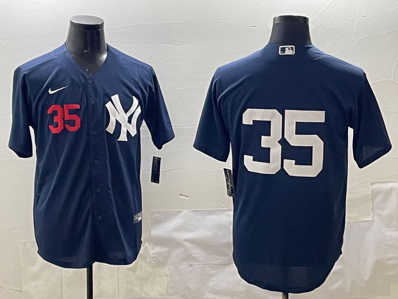 Men New York Yankees #35 No Name Black Game 2025 Nike MLB Jersey style 3162
